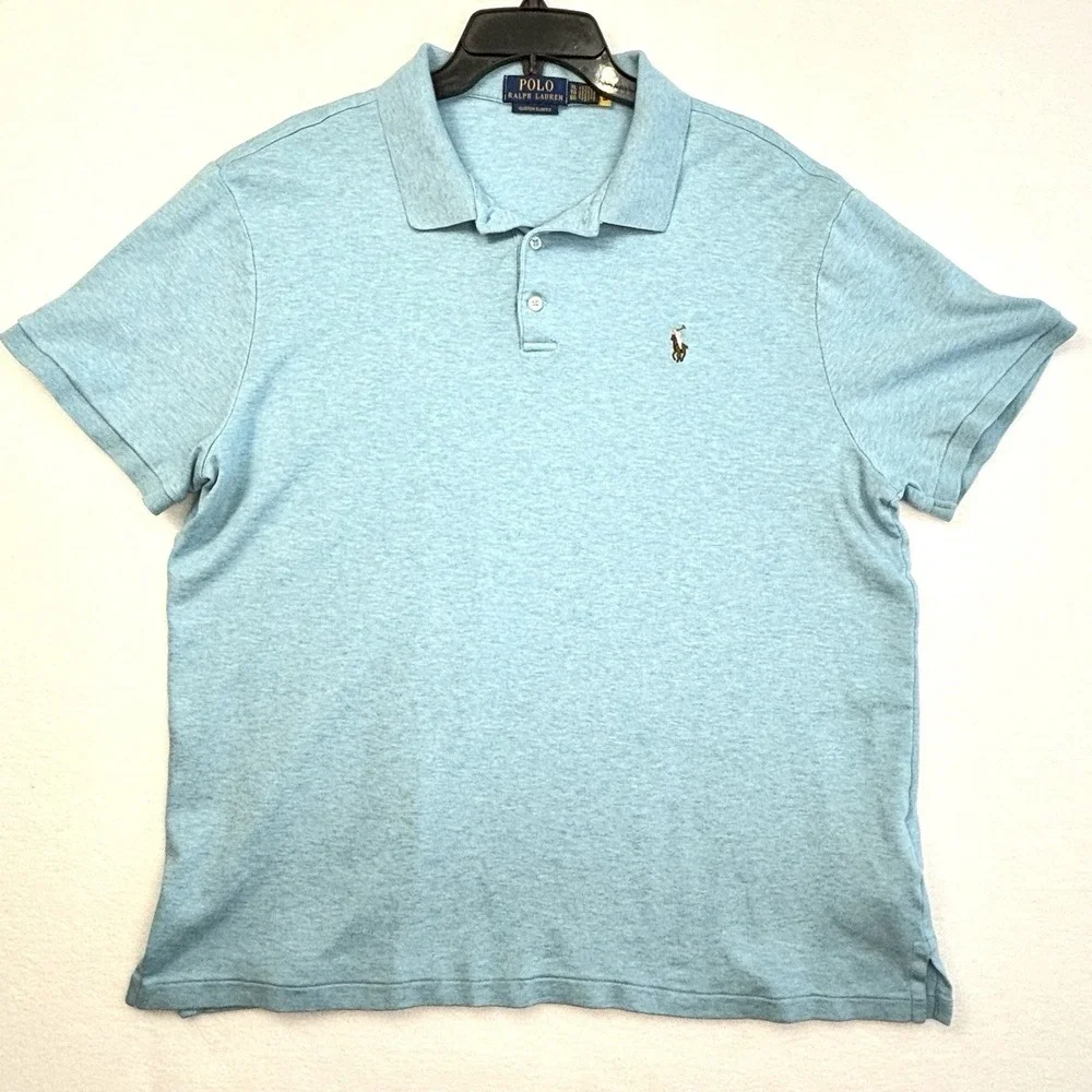 Polo Ralph Lauren Men's Custom Slim Fit Shirt XL Pony Logo Aqua Turquoise Blue